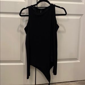 FOREVER 21 Ribbed Cold Shoulder Bodysuit